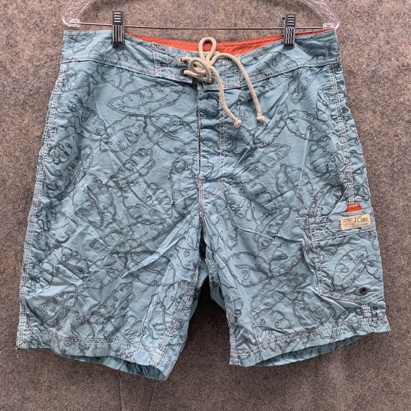 J Crew Shorts Men 33 Adult Casual Blue Pants Outdoors Swim Trunks Gym Training